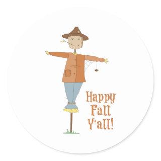 Happy Fall Yall Classic Round Sticker