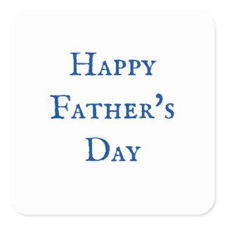 Happy Father's Day Blue White Classy Cool 2024 Square Sticker