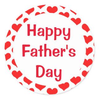 Happy Fathers Day Red Heart Patterns Colorful Classic Round Sticker