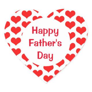 Happy Fathers Day Red Heart Patterns Colorful Heart Sticker