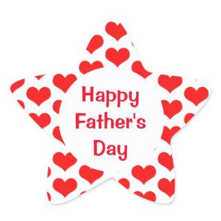 Happy Fathers Day Red Heart Patterns Colorful Star Sticker