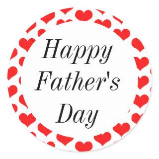 Happy Fathers Day Red Heart Patterns Custom Classy Classic Round Sticker