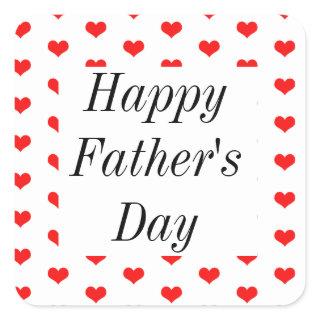 Happy Fathers Day Red Heart Patterns Custom Cute Square Sticker