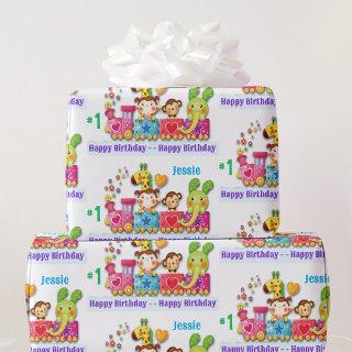 Happy First Birthday Custom Name & Age Cute Train