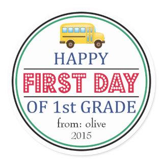 Happy First Day Of 1st Grade School Bus Sticker