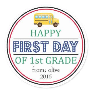 Happy First Day Of 1st Grade School Bus Sticker