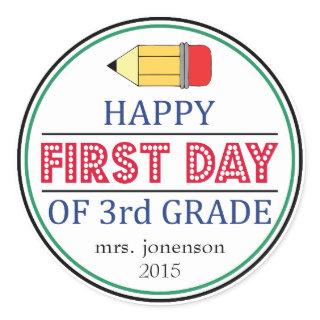 Happy First Day Of 3rd Grade Pencil Sticker