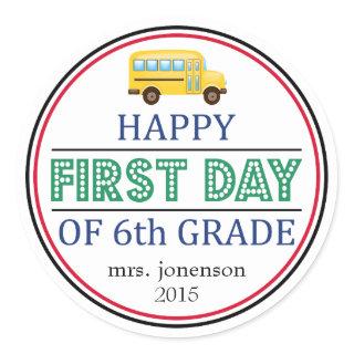 Happy First Day Of 6th Grade School Bus Sticker