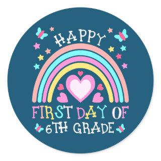 Happy First Day Of 6th Grade Teacher Student Back Classic Round Sticker