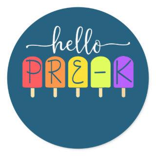 Happy First Day Of Pre K Back To School Teacher Classic Round Sticker