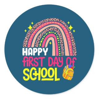 Happy First Day of School 1st Day Teacher Kid Classic Round Sticker