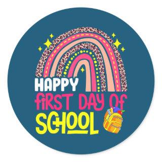 Happy First Day of School 1st Day Teacher Kid Classic Round Sticker