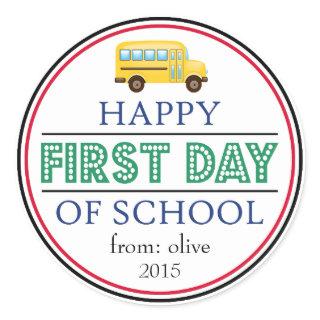 Happy First Day Of School Bus Sticker (Green)
