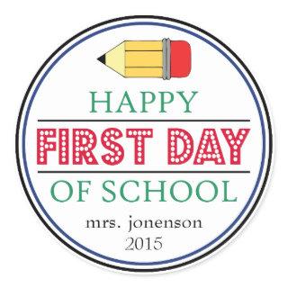 Happy First Day Of School Pencil Sticker (Red)