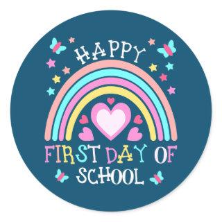 Happy First Day Of School Teacher Student Back To Classic Round Sticker