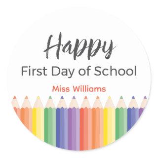 Happy First Day School Teacher Sticker