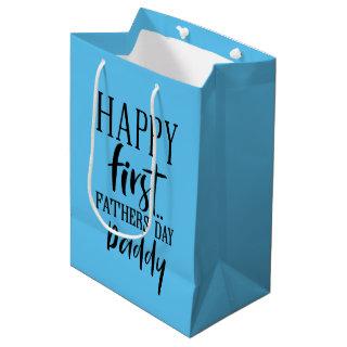 Happy First Father's Day word art Medium Gift Bag