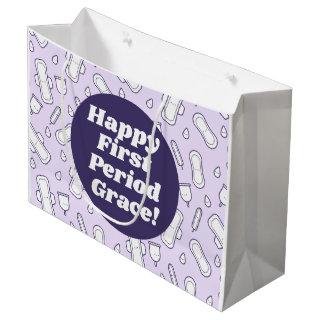 Happy First Period Party Purple Cute Tampon Pad Large Gift Bag
