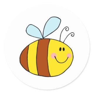 happy flying honeybee honey bee cartoon classic round sticker