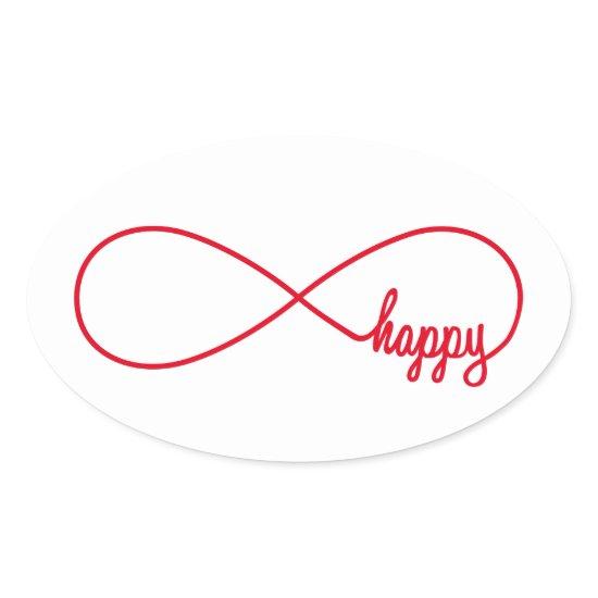 Happy forever oval sticker