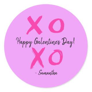 Happy Galentine's Day Pink and purple XOXO - Classic Round Sticker