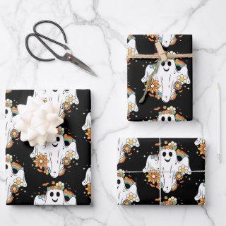 Happy Ghost Retro Hippie Pattern  Sheets