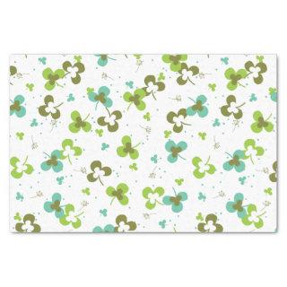 Happy Green Clover Leaves Art Pattern Tissue Paper