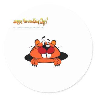 Happy Ground Hog Day Classic Round Sticker