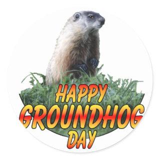 Happy Groundhog Day Classic Round Sticker