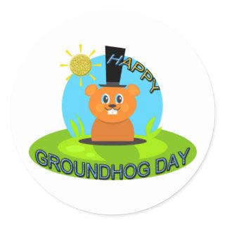Happy Groundhog Day Sunshine Classic Round Sticker