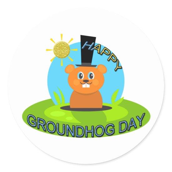 Happy Groundhog Day Sunshine Classic Round Sticker
