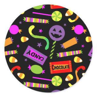 Happy Halloween Candy Pattern Classic Round Sticker