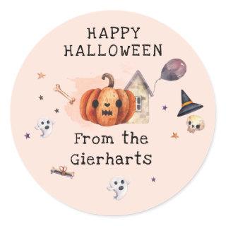 Happy Halloween Family Treats Custom Party Classic Round Sticker