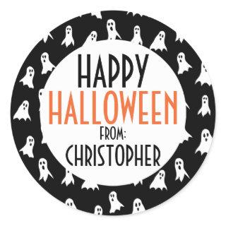 Happy Halloween Ghost Pattern Kids Personalized Classic Round Sticker