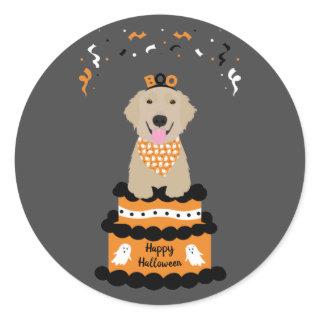 Happy Halloween Golden Retriever Spooky Ghost Boo Classic Round Sticker