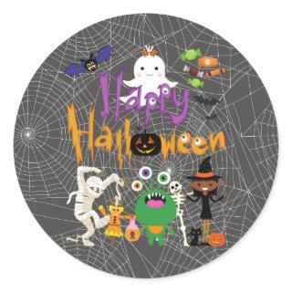 Happy Halloween Kids Cute and Spooky  Classic Round Sticker