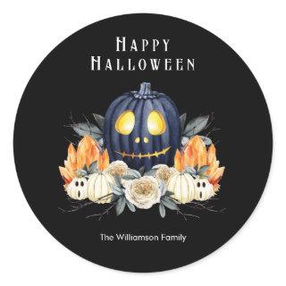 Happy Halloween Spooky Samhain Pumpkins Crystals   Classic Round Sticker