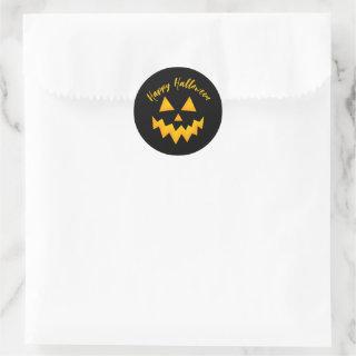 Happy Halloween Trick or Treat Glowing Pumpkin Classic Round Sticker