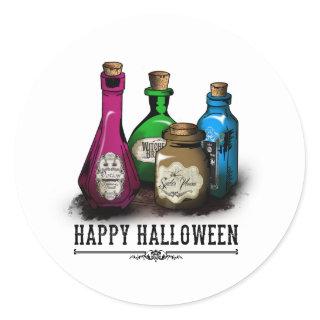 Happy Halloween! Witch Potion Bottles Classic Round Sticker
