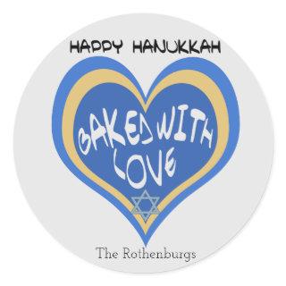 Happy Hanukkah, Baked with Love Classic Round Sticker