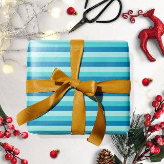 Happy Hanukkah | Blue and Teal Striped Pattern