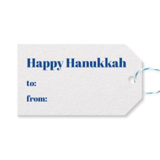 Happy Hanukkah blue white to from modern Gift Tags