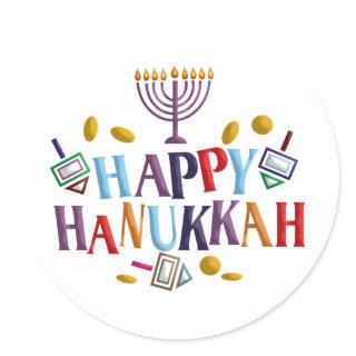 Happy Hanukkah Classic Round Sticker