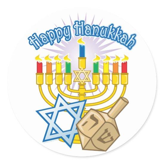 Happy Hanukkah Classic Round Sticker