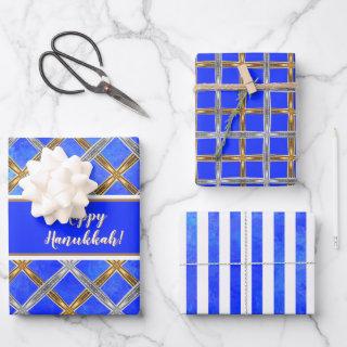 Happy Hanukkah Gold, Silver, and White Laced  Sheets