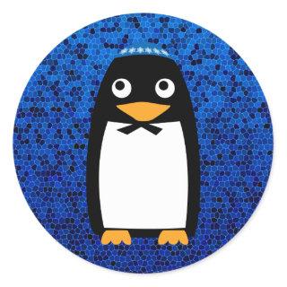 Happy Hanukkah Jewish Penguin Yarmulke Classic Round Sticker