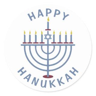 Happy Hanukkah Menorah Classic Round Sticker