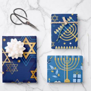 Happy Hanukkah Menorah Jewish Star Candles  Sheets