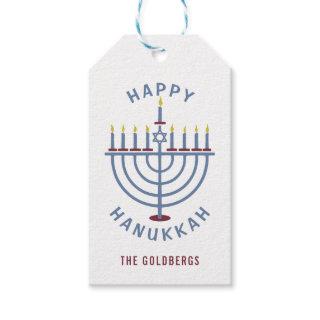 Happy Hanukkah Menorah Party Custom Gift Tags