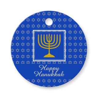 HAPPY HANUKKAH Menorah Personalized Blue Favor Tags